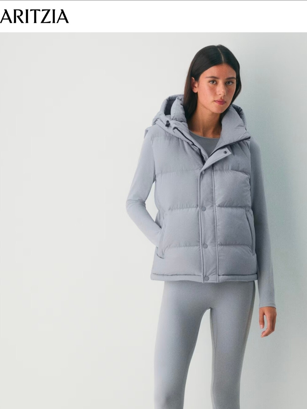 Aritzia Gray Puffer Vest - Quilted Insulated Sleeveless Jacket